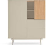 Teulat Bézs-natúr színű magas komód tölgyfa dekorral 100x120 cm Otto - Teulat