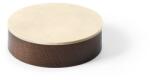 LIND DNA Barna-krémszínű fedeles-dekoratív fa-öko bőr tárolódoboz ø 11x3, 5 cm Circle Nupo - LIND DNA