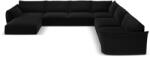 Mazzini Sofas Fekete bársony sarokkanapé (jobb oldali-U alakú) Vanda - Mazzini Sofas