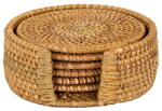 Tiseco Home Studio Sötét natúr színű rattan poháralátét szett 6 db-os állvánnyal - Tiseco Home Studio