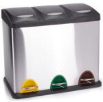 MSV Matt ezüstszínű acél szelektív pedálos szemetes 3x8 l Tri Selectif - MSV