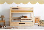 Adeko Natúr színű emeletes ágyneműtartós gyerekágy kihúzható pótággyal, ágyráccsal 90x180 cm CLPB - Adeko