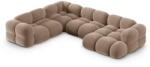 Cosmopolitan Design Barna bársony sarokkanapé (bal oldali-U alakú) Loretto - Cosmopolitan Design