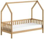 VIPACK Natúr színű tölgyfa házikó alakú gyerekágy ágyráccsal 90x200 cm Cabane - Vipack