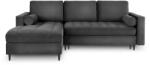 Milo Casa Santo sötétszürke kinyitható bársony sarokkanapé, bal oldali - Milo Casa