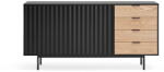 Teulat Fekete-natúr színű alacsony komód tölgyfa dekorral 159x80 cm Sierra - Teulat