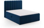 Milo Casa Sötétkék boxspring ágy tárolóhellyel 160x200 cm Gina - Milo Casa