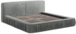 Makamii Szürke kárpitozott ágyneműtartós franciaágy ágyráccsal 140x200 cm Keoni - Makamii