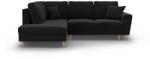 Cosmopolitan Design Fekete bársony kinyitható tárolóhelyes sarokkanapé (bal oldali-L alakú) Kyoto - Cosmopolitan Design