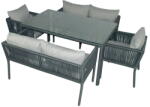 Floriane Garden Szürke műrattan hatszemélyes kerti étkezőgarnitúra Vera 2 - Floriane Garden