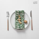 Linen Tales Len szalvéta 40x40 cm Evergreen Damask - Linen Tales