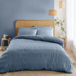 Catherine Lansfield Kék egyszemélyes krepp ágyneműhuzat 135x200 cm Seersucker - Catherine Lansfield