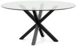 Kave Home Fekete kerek étkezőasztal üveg asztallappal ø 150 cm Argo - Kave Home - bonami - 155 672 Ft