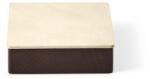 LIND DNA Barna-krémszínű fedeles-dekoratív fa-öko bőr tárolódoboz 11x11x3, 5 cm Square Nupo - LIND DNA