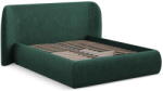 Makamii Sötétzöld kárpitozott ágyneműtartós franciaágy ágyráccsal 160x200 cm Hauke - Makamii