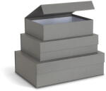 Bigso Szürke fedeles dekoratív karton tárolódoboz szett 3 db-os 42, 5x29, 5x13 cm Kian Paper Laminate - Bigso
