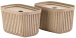 Zone Világosbarna fedeles tárolódoboz szett 2 db-os 23x16x20, 5 cm Pulp - Zone
