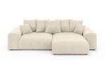 Ropez Krémszínű kordbársony kinyitható tárolóhelyes sarokkanapé (variálható sarok) Luma - Ropez