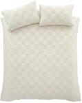 Catherine Lansfield Krémszínű kétszemélyes-hosszabbított buklé ágyneműhuzat 230x220 cm Cosy Checkerboard - Catherine Lansfield