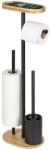 WENKO Fekete-natúr színű acél WC-papír tartó állvány WC-kefével Pomarolo - Wenko