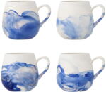 Bloomingville Fehér-kék kőedény csésze szett 4 db-os 250 ml Lyre - Bloomingville