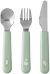 Mepal Világoszöld-ezüstszínű rozsdamentes acél gyerek evőeszköz szett 3 db-os Little farm - Mepal