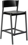 Hübsch Fekete bárszék tölgyfa dekorral (ülésmagasság 75 cm) Oblique - Hübsch