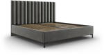 Mazzini Sofa Szürke kárpitozott ágyneműtartós franciaágy ágyráccsal 160x200 cm Casey - Mazzini Beds