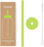 Muuki Szilikon szívószál tisztítókefével-fedéllel Electric Lime - Muuki