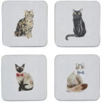 Cooksmart ® Curious Cats 4 db-os kék poháralátét szett - Cooksmart ®