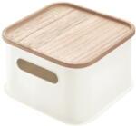 iDesign Eco Handled fehér tárolódoboz paulownia fa fedéllel, 21, 3 x 21, 3 cm - iDesign