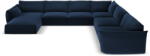 Mazzini Sofas Sötétkék bársony sarokkanapé (jobb oldali-U alakú) Vanda - Mazzini Sofas