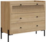 Marckeric Natúr színű alacsony komód tölgyfa dekorral 90x80 cm Mayra - Marckeric