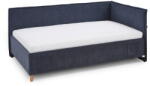meise.möbel Sötétkék kárpitozott ágyneműtartós sarok gyerekágy ágyráccsal 140x200 cm Fun - Meise Möbel