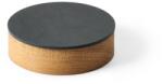 LIND DNA Antracitszürke-natúr színű fedeles-dekoratív fa-öko bőr tárolódoboz ø 11x3, 5 cm Circle Nupo - LIND DNA
