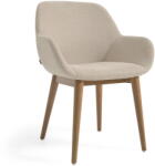Kave Home Bézs kárpitozott karfás étkezőfotel Konna - Kave Home