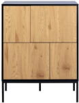 Actona Fekete-natúr színű magas komód tölgyfa dekorral 80x103 cm Seaford - Actona
