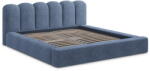 Makamii Kék kárpitozott ágyneműtartós franciaágy ágyráccsal 140x200 cm Mano - Makamii