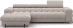 Eltap Bézs bársony kinyitható-tárolóhelyes sarokkanapé (bal oldali-heverő résszel) Felro - ELTAP