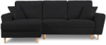Cosmopolitan Design Fekete buklé kinyitható tárolóhelyes sarokkanapé (bal oldali-heverő résszel) Kyoto - Cosmopolitan Design - bonami - 756 492 Ft