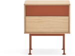 Teulat Yoko téglavörös éjjeliszekrény tölgyfa dekorral - Teulat