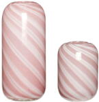 Hübsch Candy 2 db-os rózsaszín-fehér üveg váza szett - Hübsch