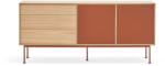 Teulat Yoko téglavörös komód tölgyfa dekorral, szélesség 180 cm - Teulat