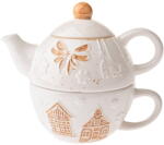 Dakls Fehér kerámia teázó szett karácsonyi mintával Christmas cottage - Dakls - bonami - 6 990 Ft