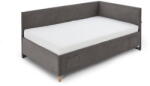 meise.möbel Antracitszürke kárpitozott ágyneműtartós sarok gyerekágy ágyráccsal 90x200 cm Cool - Meise Möbel