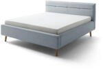 meise.möbel Szürkéskék kárpitozott ágyneműtartós franciaágy ágyráccsal 160x200 cm Lotte - Meise Möbel