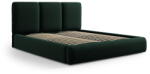 Mazzini Sofa Sötétzöld bársony kárpitozott ágyneműtartós franciaágy ágyráccsal 140x200 cm Brody - Mazzini Beds