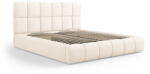 Micadoni Krémszínű kárpitozott ágyneműtartós franciaágy ágyráccsal 200x200 cm Bellis - Micadoni Home
