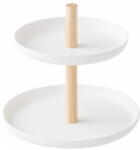 Yamazaki Tosca fehér állvány 2 db tálcával, bükkfa részletekkel - YAMAZAKI