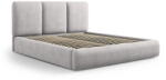 Mazzini Sofa Világosszürke kárpitozott ágyneműtartós franciaágy ágyráccsal 140x200 cm Brody - Mazzini Beds